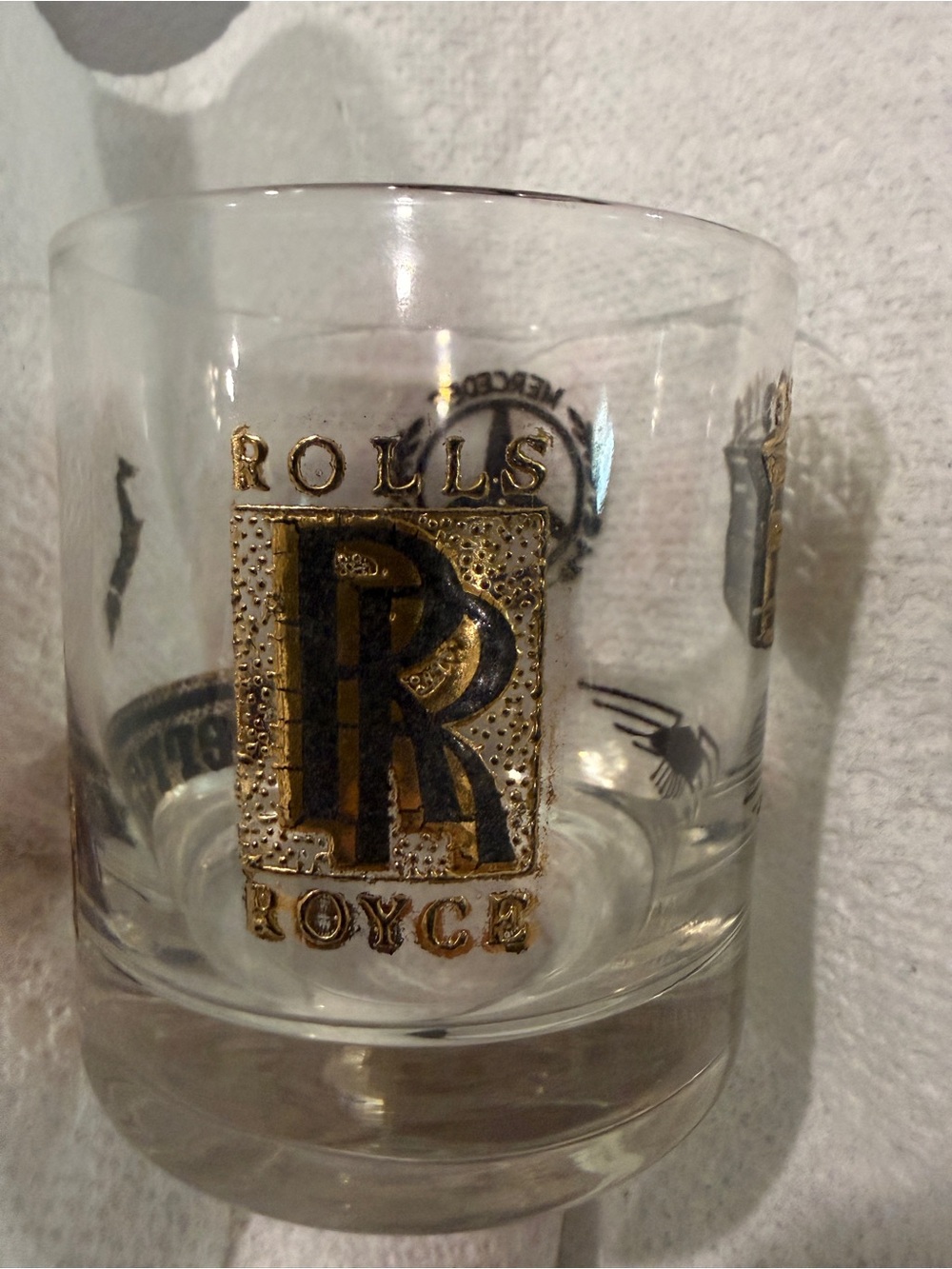 Vintage Whiskey Cocktail set of 4 glasses gold accents